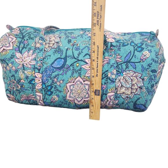 VERA BRADLEY SET OF 3 LARGE DUFFEL WALLET COSMETIC MAKEUP BAG TEAL PEACOCK BIRDS - Picture 9 of 11